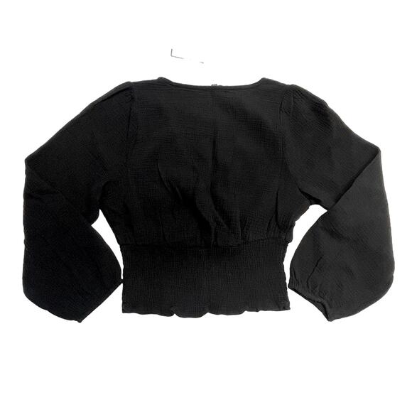 Madewell Lightspun Julianne Black Smocked-Waist Top Size Small NWT - Picture 8 of 13